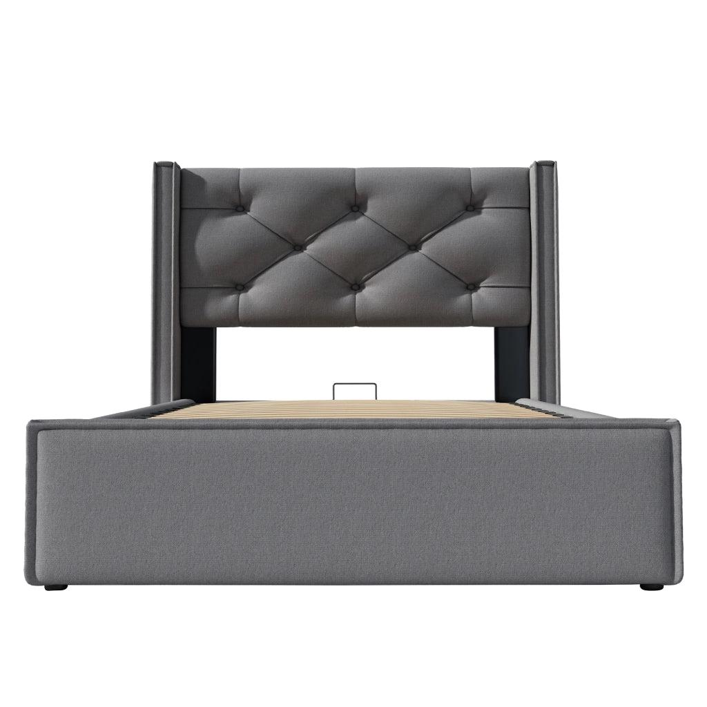 letto imbottito cotone grigio 90 x 200 cm