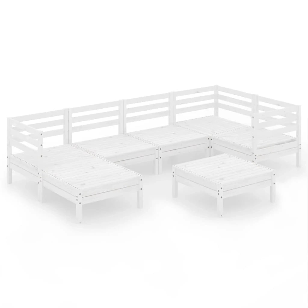 Set di mobili da giardino mobili da esterno 7 pezzi legno di pino massiccio bianco 02_0017406
