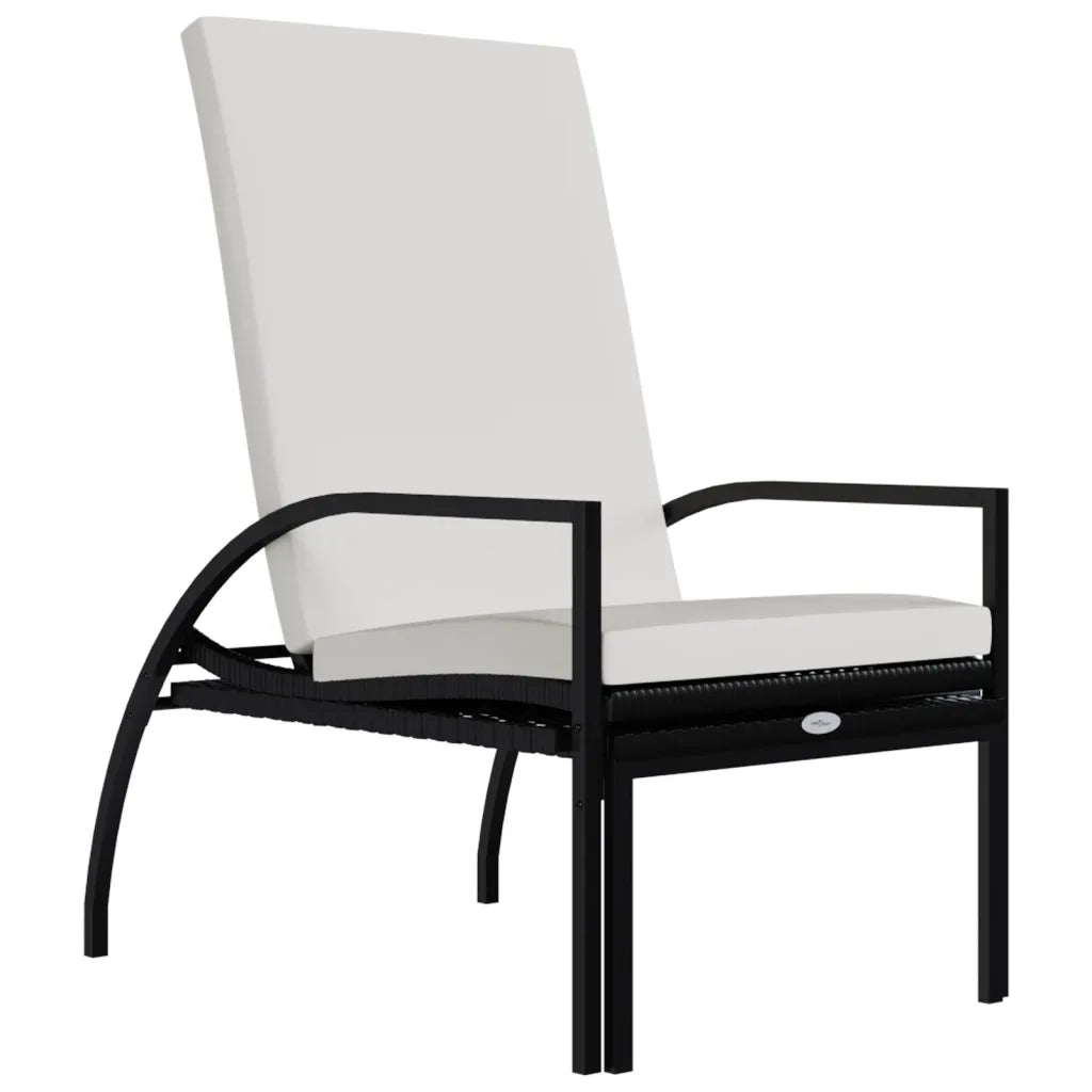 Lettini Prendisole 2 pz con Poggiapiedi in Rattan PE Nero 317632