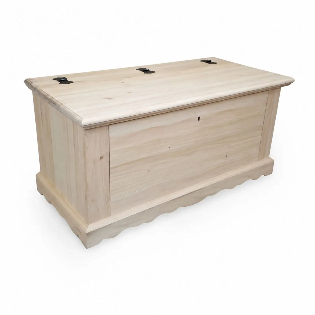 Cassapanca doppia apertura classica in legno grezza l.100 p.43 h.50 (716) - Mobili 2G