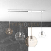 SOSP. CROMO RETTANGOLARE 4 LUCI VETRI (1 GRANDE AM+1 MEDIO TR +2 PICCOLO(1X TR+1X AM) 1155CR-S4 RMIX-TA