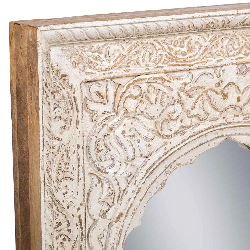 Specchio in legno e vetro bianco 60x6x87
