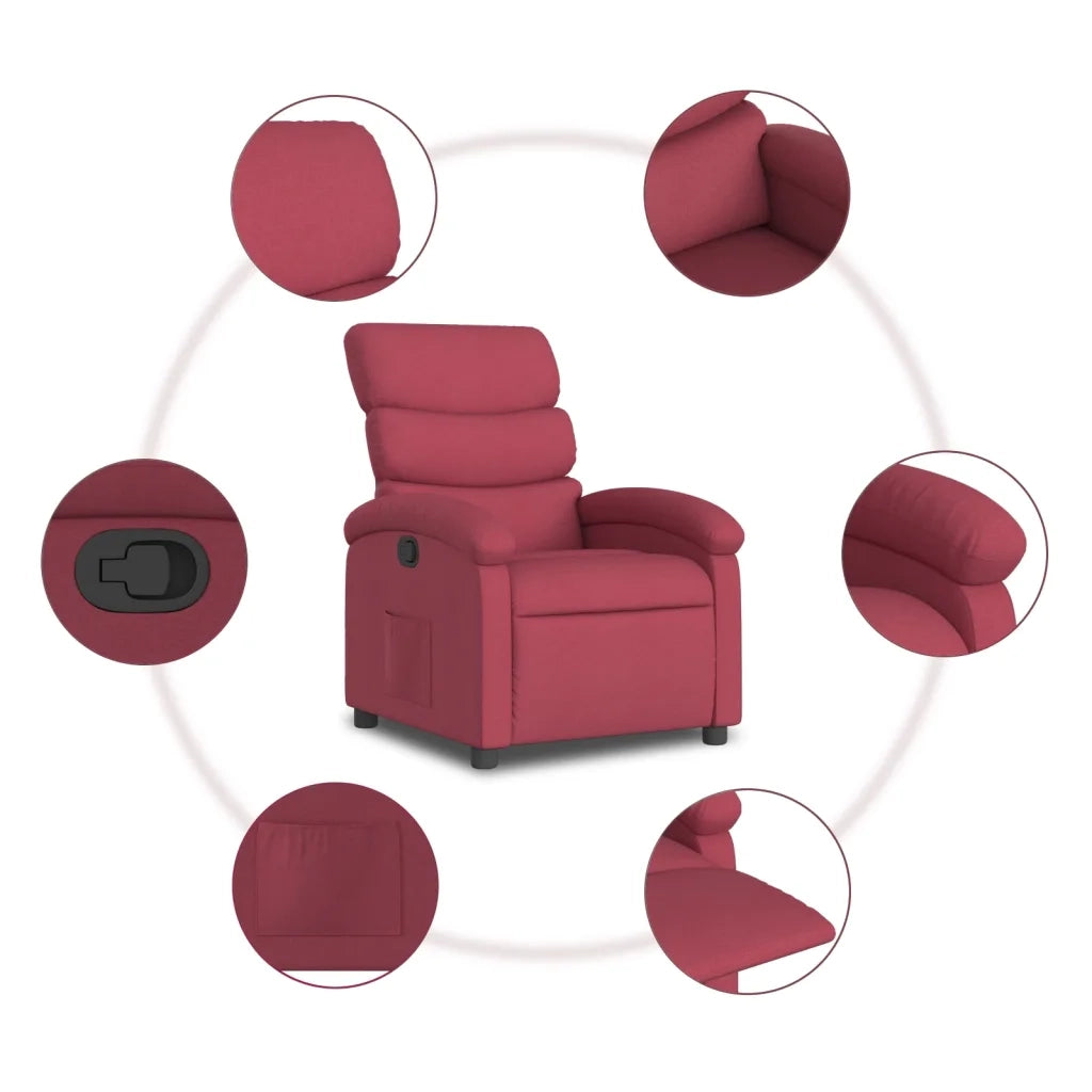 Divano Sedia-Poltrona Reclinabile in Tessuto Rosso Vino 732943
