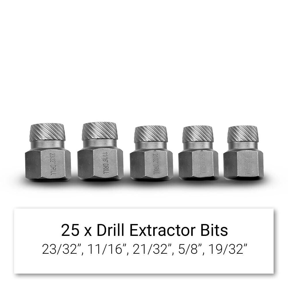 KIT ESTRATTORI 25 PZ VITI PERNI BULLONI SPEZZATI ROVINATI PRIGIONIERI FS-19668