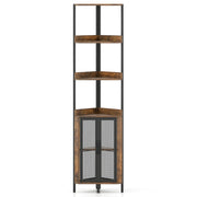 Mensola angolare 32 x 32 x 170 cm 4 ripiani regolabili portavasi in stile industriale in metallo marrone rustico 20_0018386