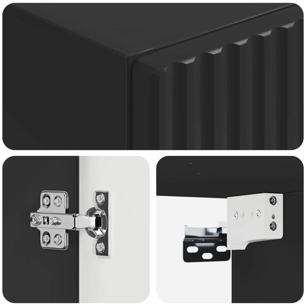 Mobiletto da Bagno a Muro Nero 33 x 34,5 x 100 cm