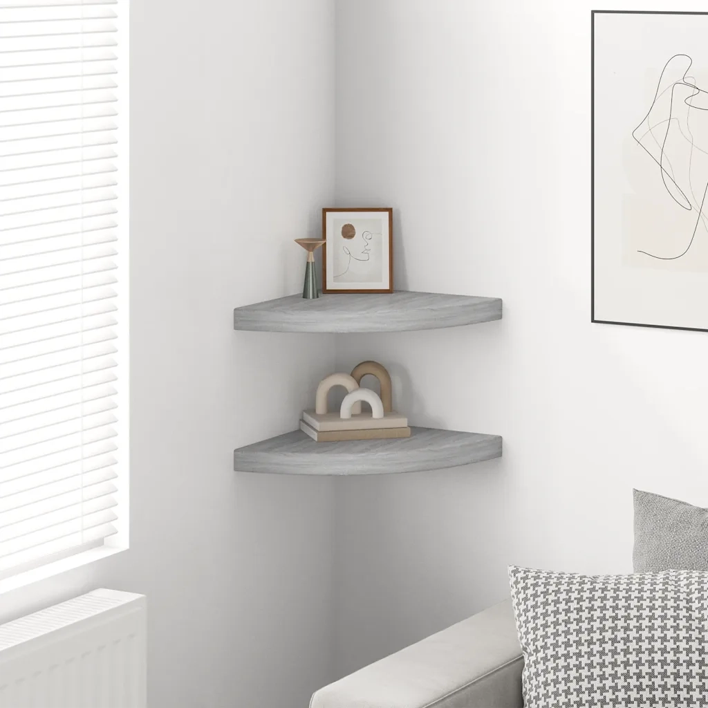 Mensole Angolari 2pz Grigio Cemento 35x35x3,8 cm in MDF cod mxl 73344