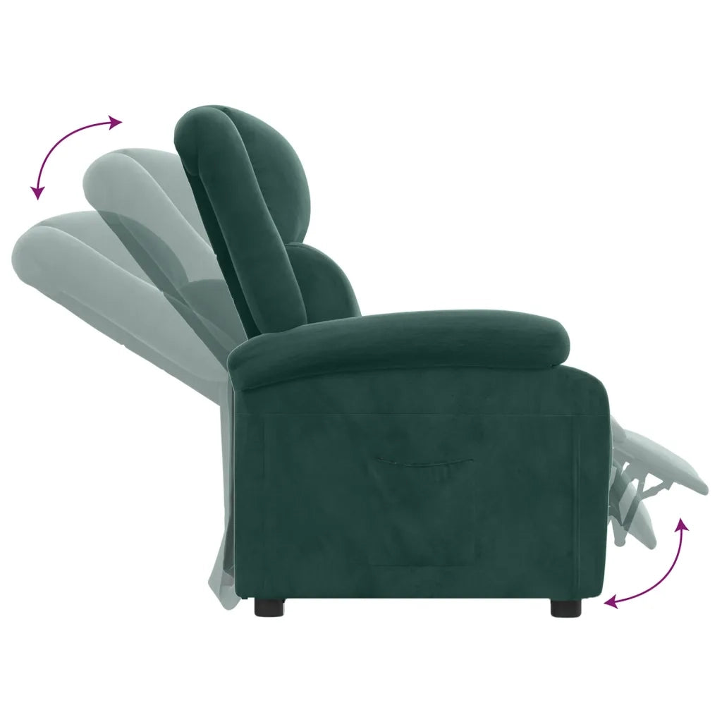 Poltrona Reclinabile Verde Scuro in Velluto