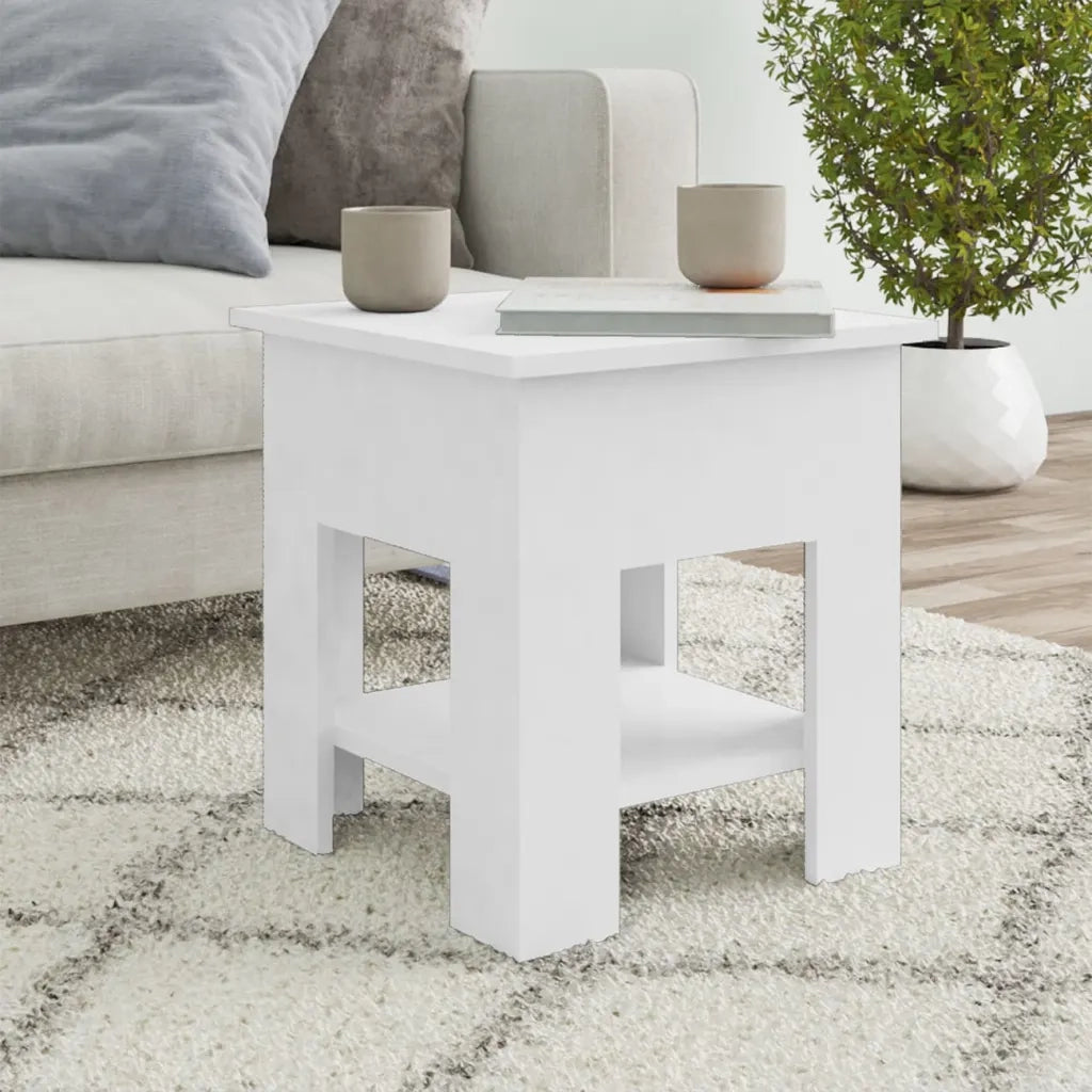 Tavolino da Salotto-Tavolino da soggiorno-Tavolo Bianco 40x40x42 cm in Legno Multistrato