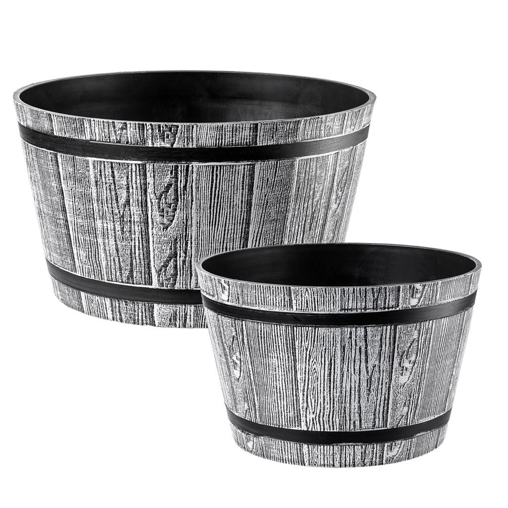 KADAX Vaso da fiori rotondo grigio, set da 2 pezzi 30+40 cm