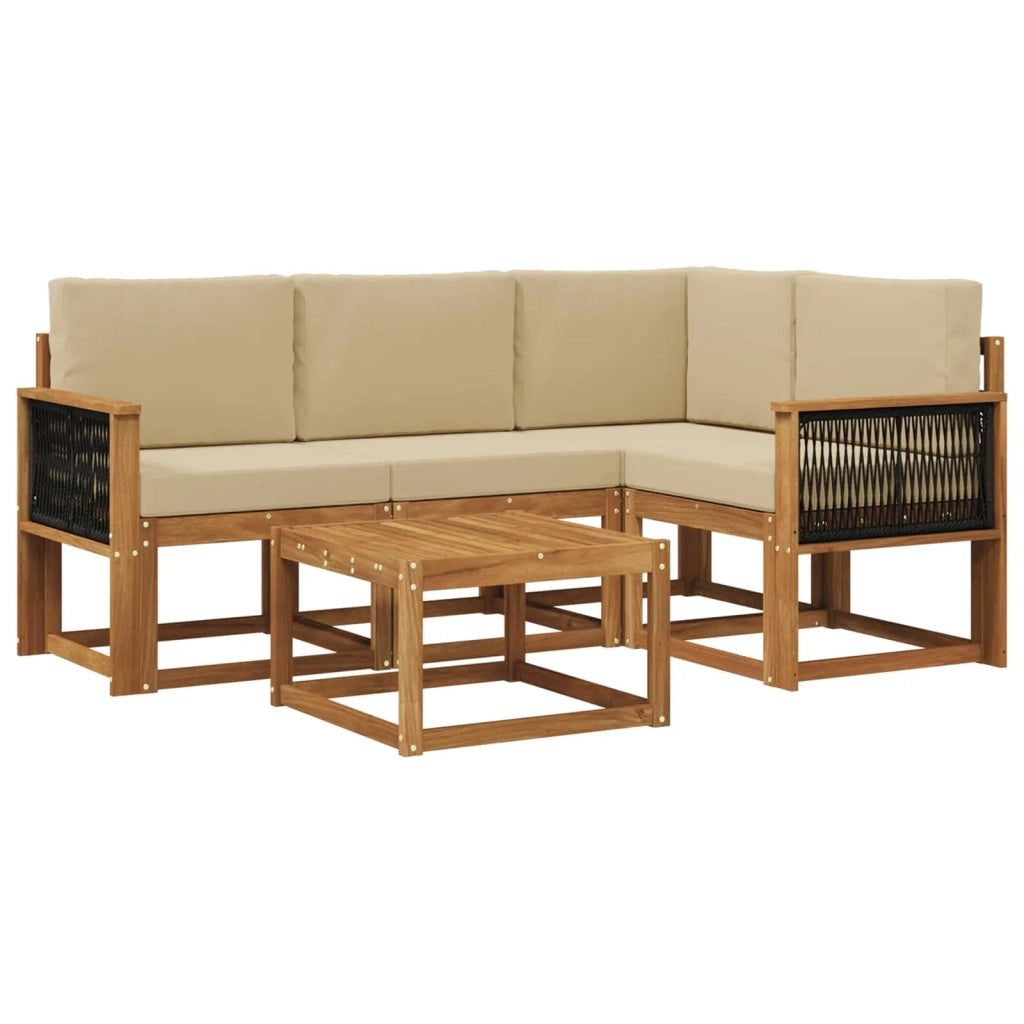 Set di divani da esterno 5 pcs Naturale e Beige Poliestere