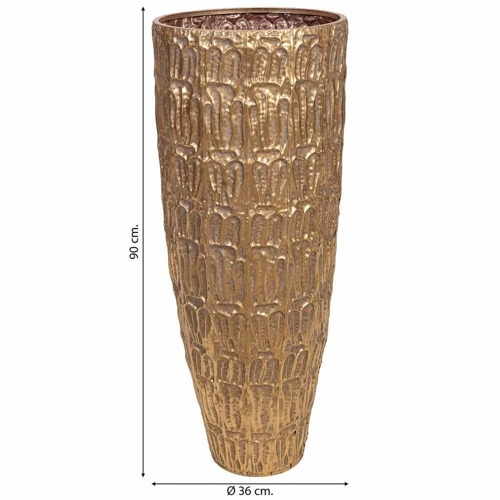 Vaso da fiori in metallo dorato 36x36x90h cm