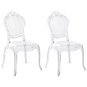 Set di 2 sedie da pranzo in acrilico trasparente con schienale solido senza braccioli impilabili dal design moderno vintage