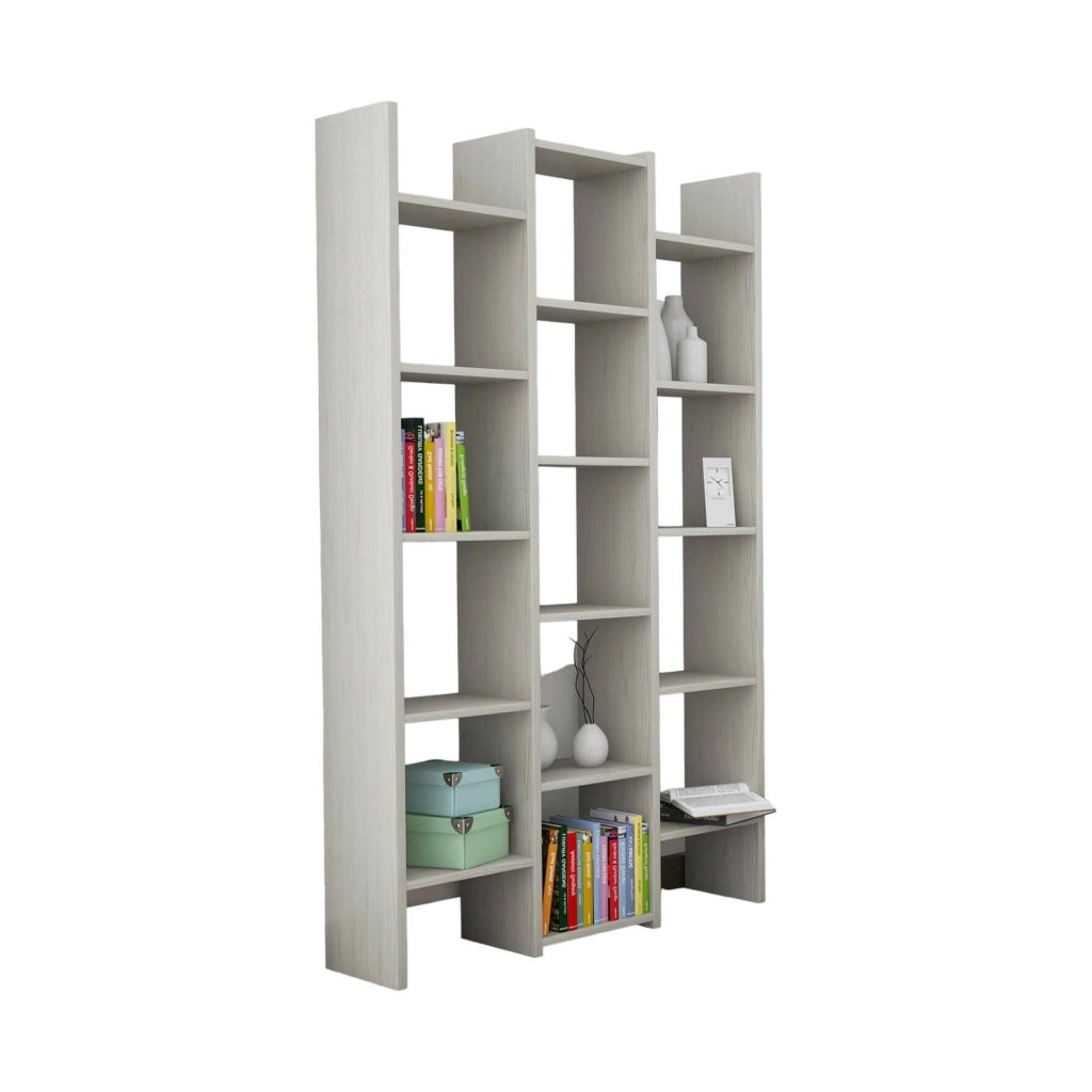 Biblioteca Nockten, Libreria 15 Ripiani Made in Italy, 91x28x180h cm Grigio Chiaro