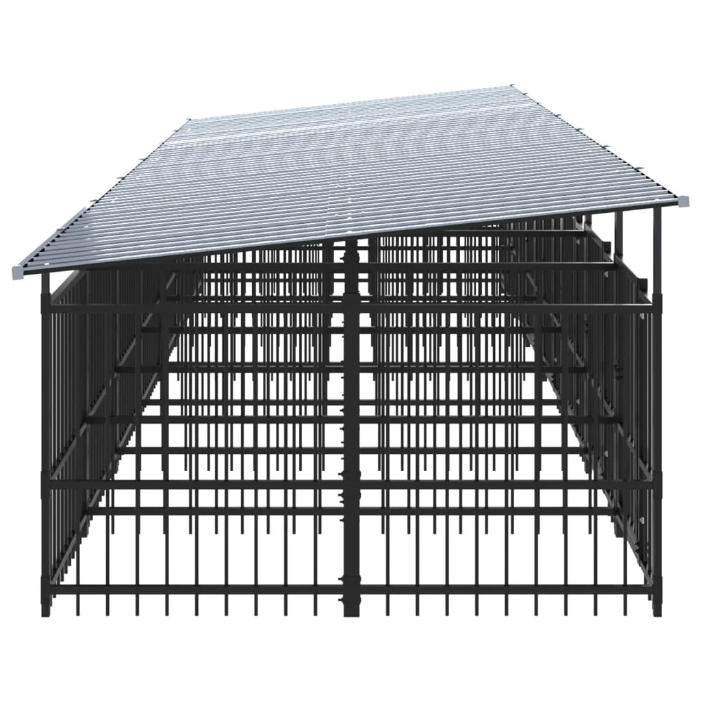 Cuccia gabbia per animali da esterno con tetto per cani in acciaio 13,14 m² nero 02_0041739