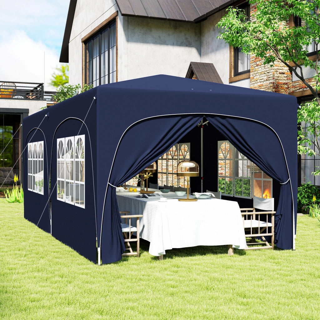 Gazebo pieghevole 3x6 m con pannelli laterali UPF50+ ¨C zephmum ¨C blu scuro