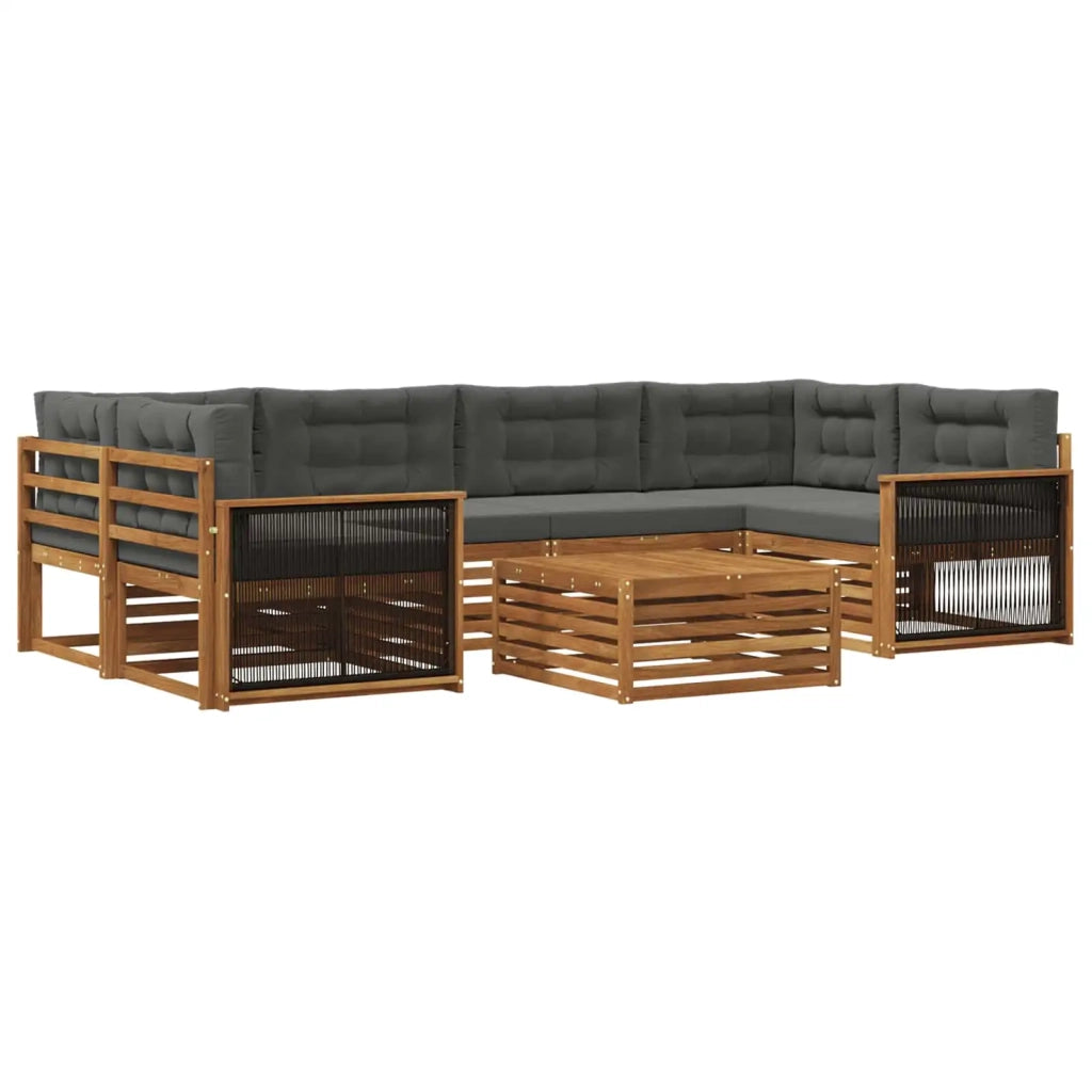Set di divani da esterno con cuscino 7 pcs Naturale e Antracite 3383085