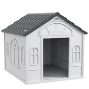 Casetta per Cani da Esterno 84,2x98,2x82 cm con Tetto Inclinato in PP Impermeabile Grigio