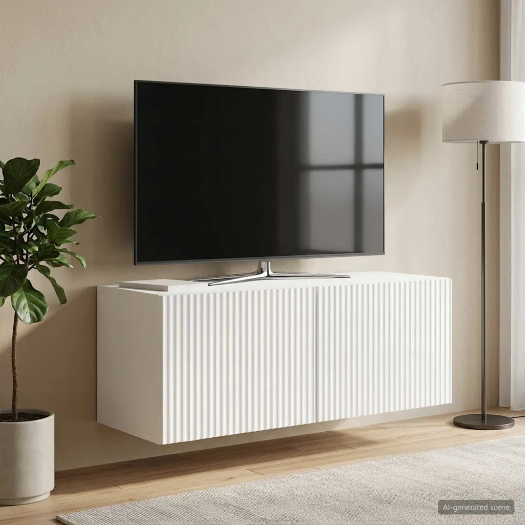 Mobile Porta TV da Muro Bianco Lucido 78,5 x 31 x 30 cm 898549