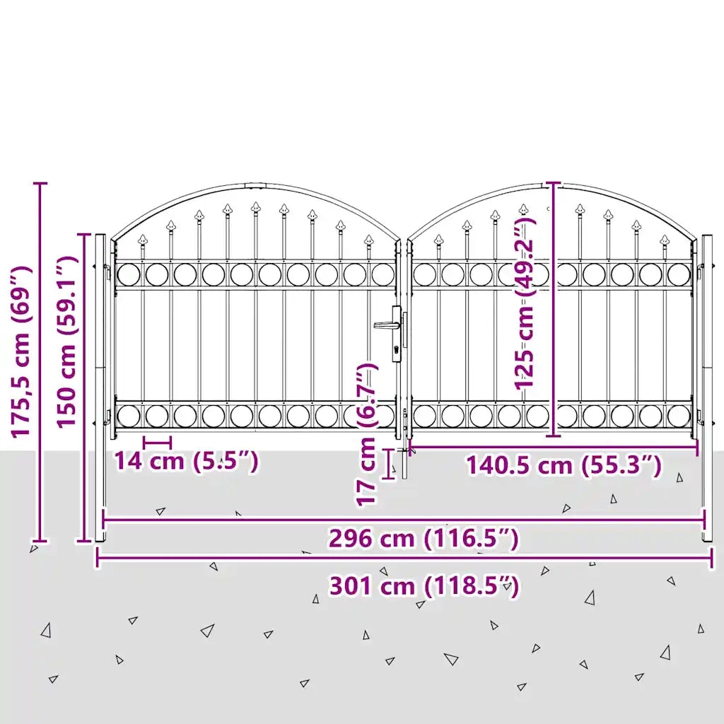 Cancello per recinzione ASSEN 301 x 175,5 cm Acciaio Grigio CFW7656782