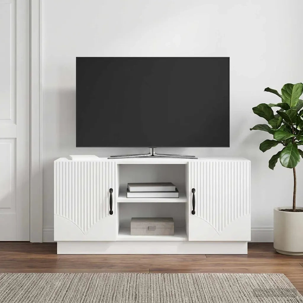 Mobile TV Bianco Lucido 102 x 34,5 x 47 cm Legno ingegnerizzato 895389