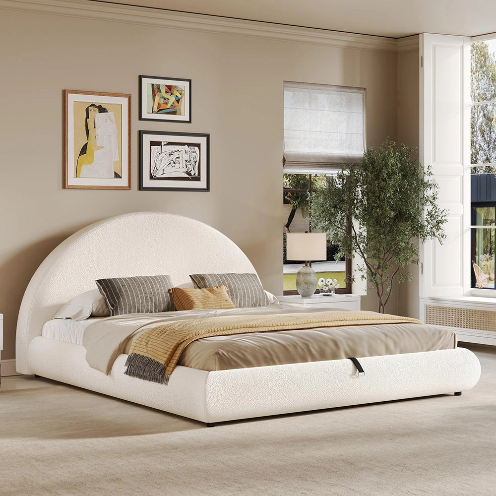 Letto matrimoniale-Xylo-180x200cm idraulico spazio ripiano beige