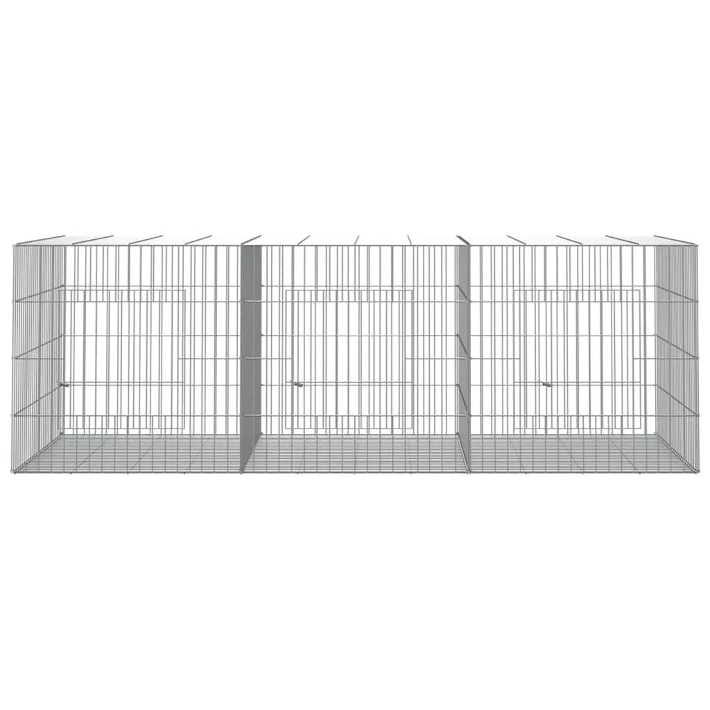 Gabbia per conigli 3 pannelli 163 x 79 x 54 cm Ferro zincato Argento 02_0041687