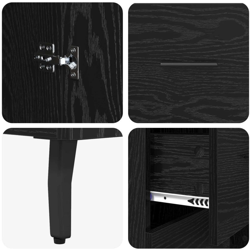 Credenza con cassetto 2 pcs Rovere Nero Legno multistrato 3416203