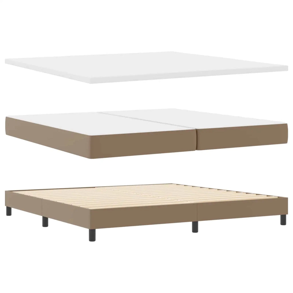 Letto a molle con led Cappuccino 200 x 200 cm Pelle sintetica 3339067