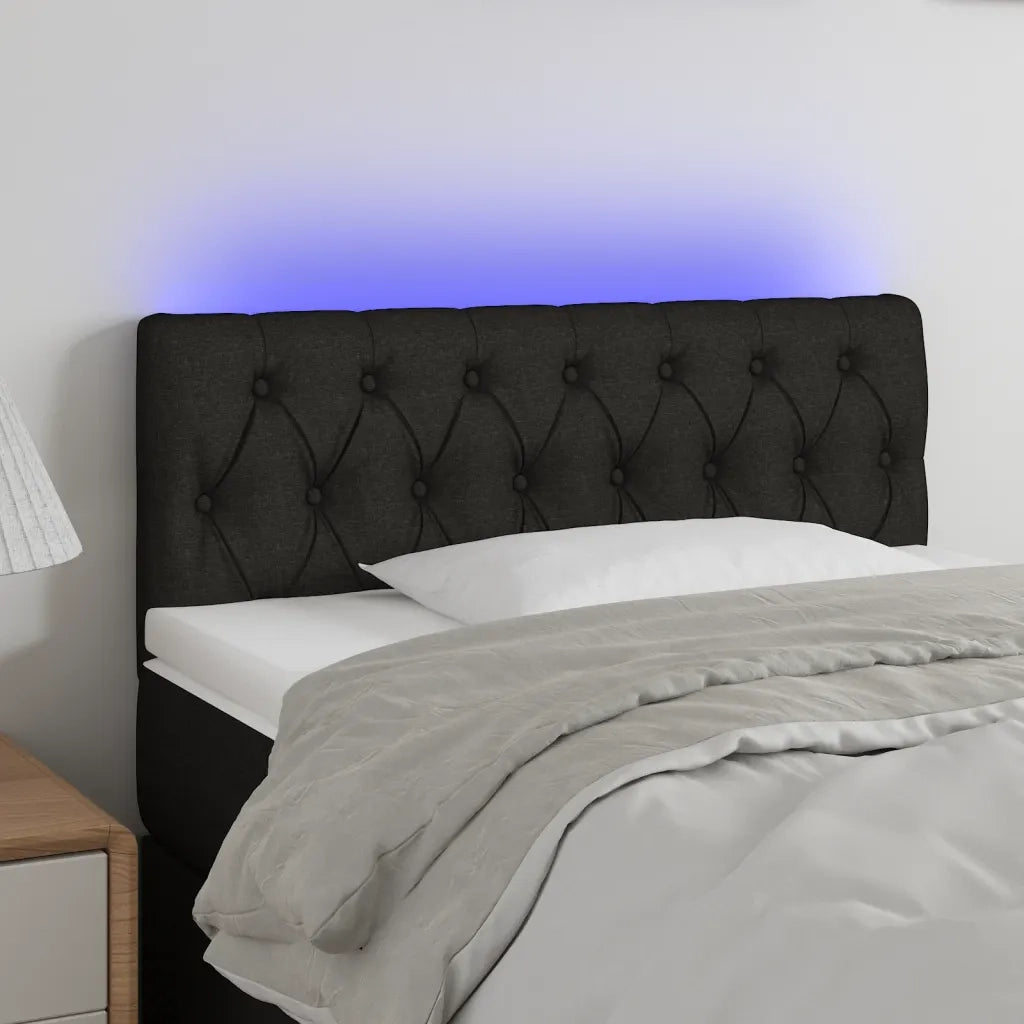 Testiera | Testata a LED Nera 90x7x78/88 cm in Tessuto