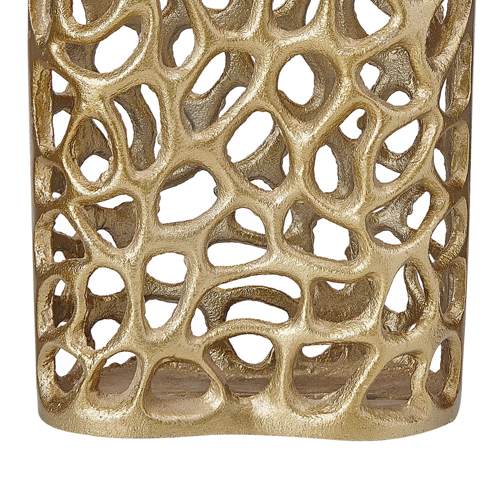 Vaso da tavolo decorativo in metallo dorato forma stretta design traforato accessorio per la casa