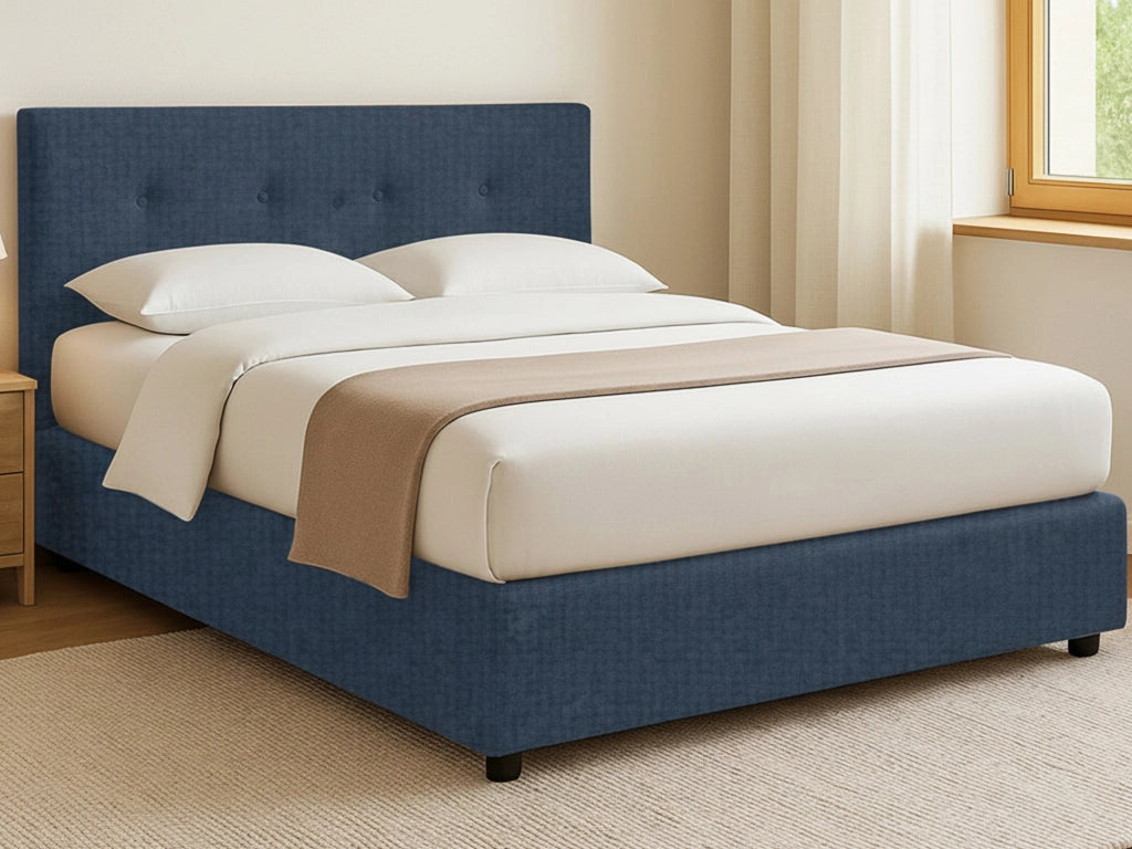 Bolton, Letto Piazza e Mezza Sfoderabile Made in Italy, blu