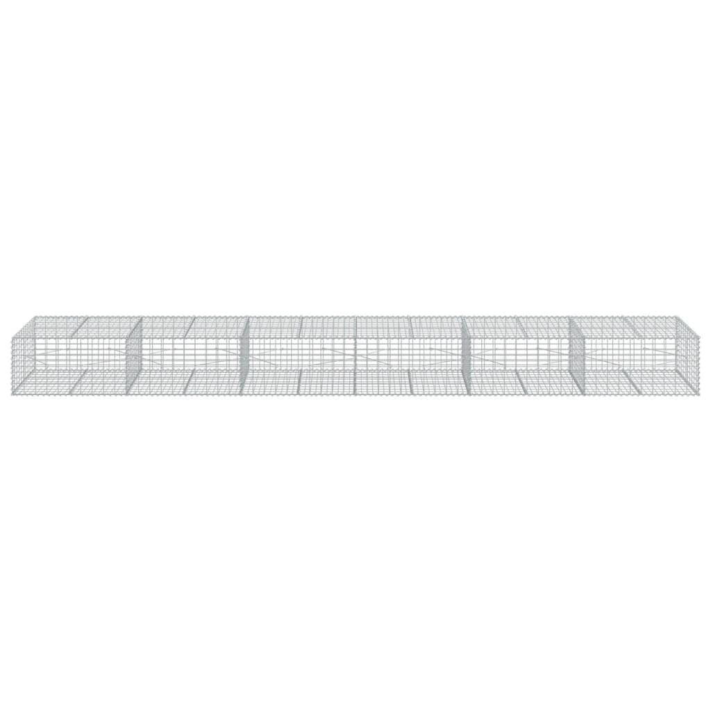 Gabbione recinto a gabbia muro di contenimento con coperchio 600 x 100 x 50 cm ferro zincato argento 02_0040182