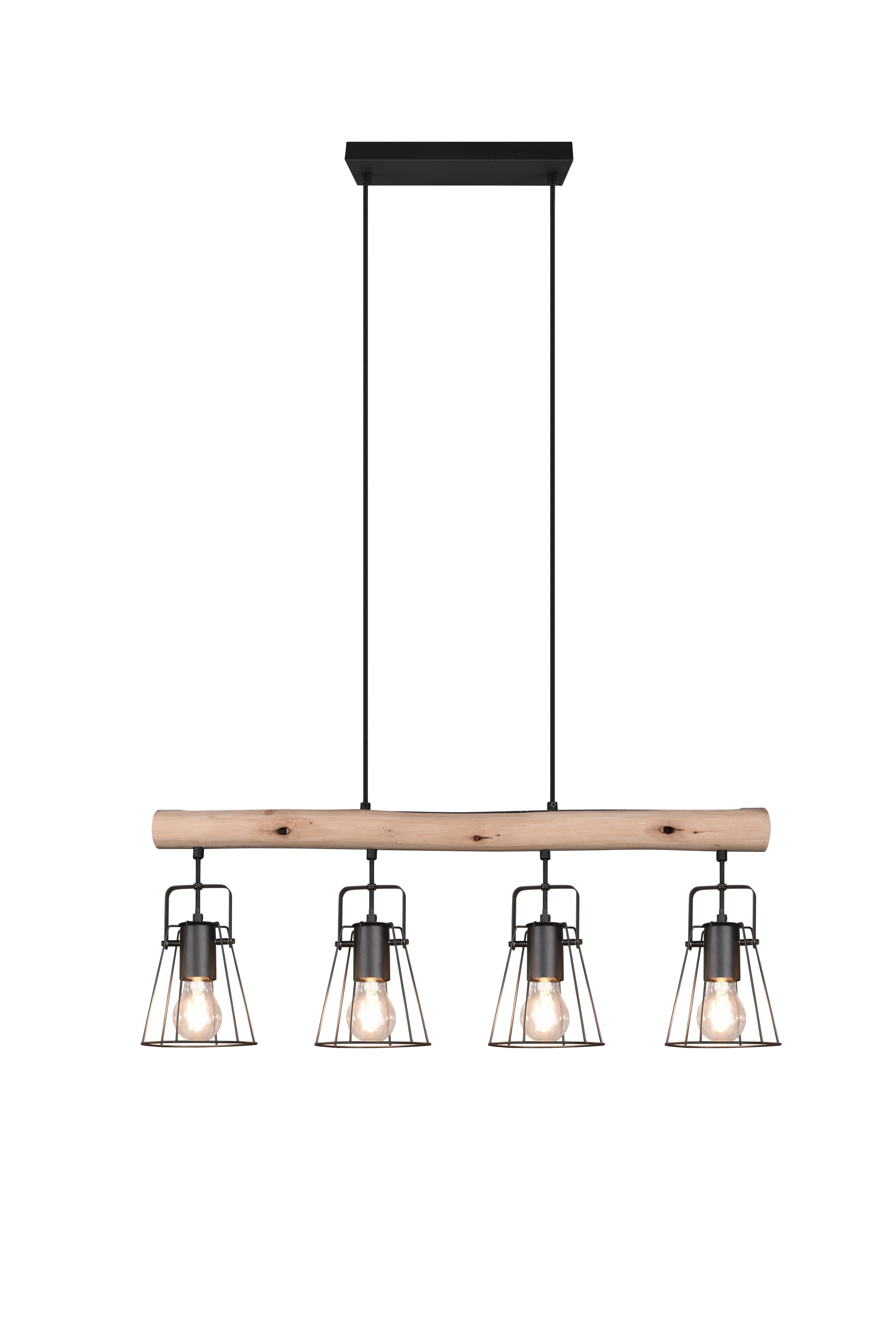 Lampada a Sospensione da Interno  E27 in Metallo Nero Opaco