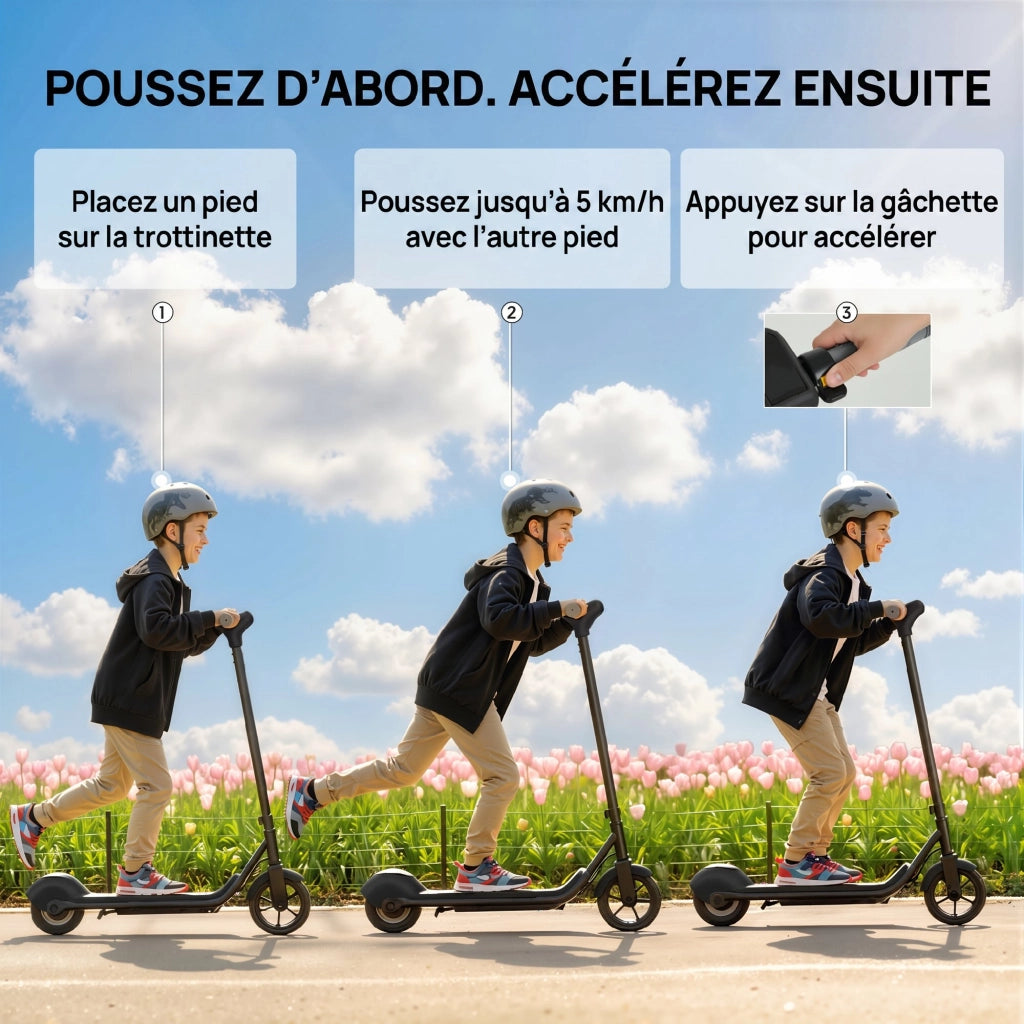 Trottinette Elettrica Bambini 6-14 Anni ¨C zephmum ¨C LED RGB Nero 6.5''