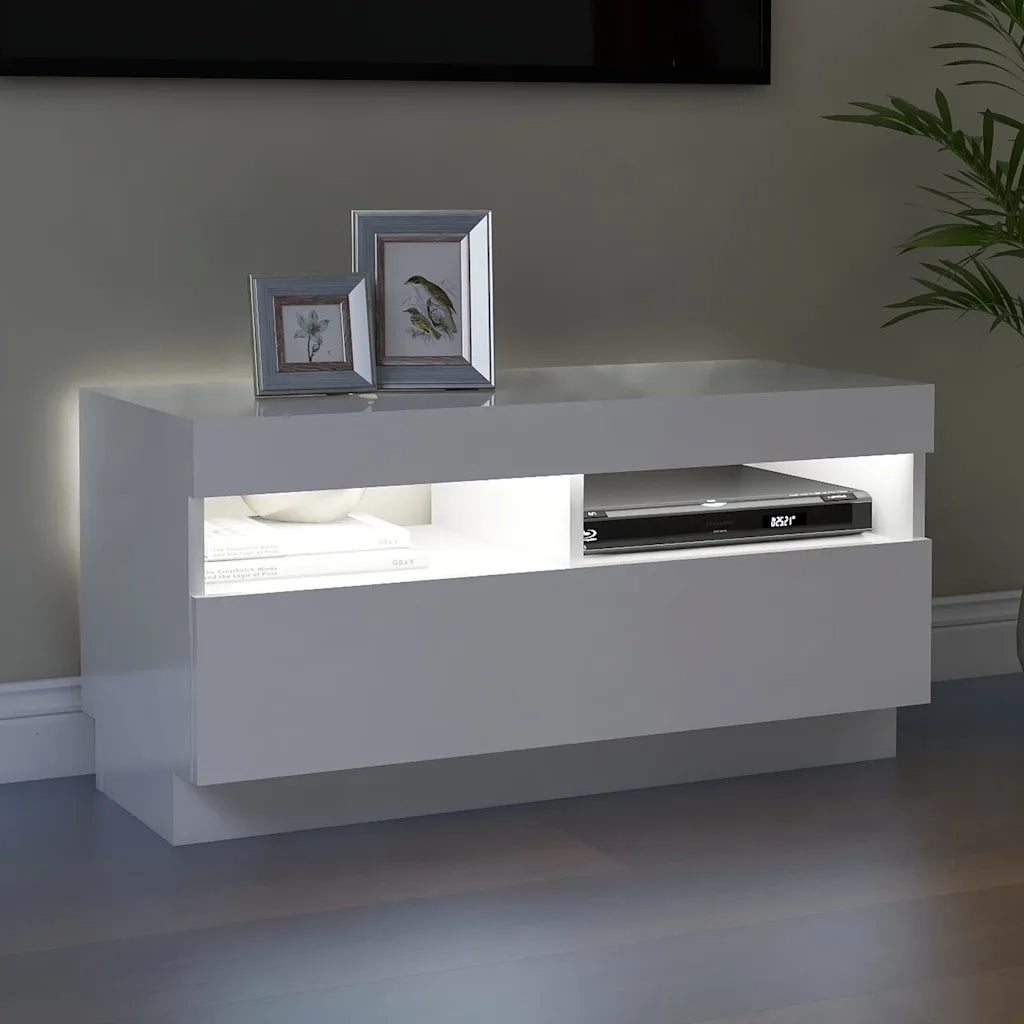 Mobile Porta TV con Luci LED-Mobile per TV-Credenza TV Bianco Lucido 80x35x40 cm
