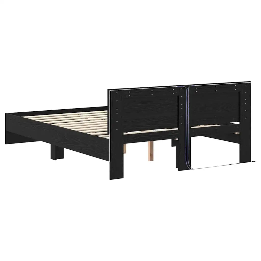 Struttura del letto Rovere Nero 135 x 190 cm Legno multistrato 3403576