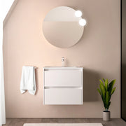 Mobile bagno sospeso 70 cm bianco lucido con lavabo ad incasso Gaya