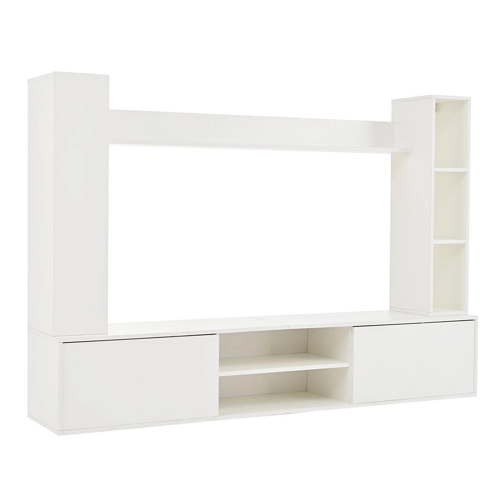 Set TV a Parete Completo 4 Pezzi 180x35x33.5cm - Xylo - con Vetrine, Bianco, fino a 80"