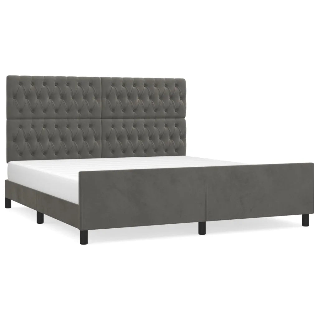 Giroletto con Testiera-Struttura Letto con testiera Grigio Scuro 180x200 cm in Velluto 895083