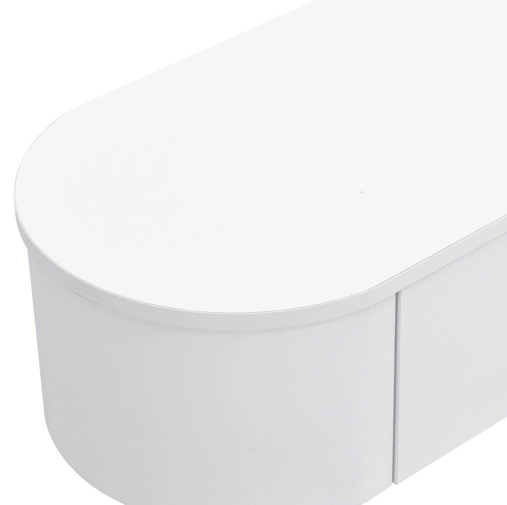 Set tavolino e mobile TV 174 cm bianco MDF, cassetti e bordi arrotondati
