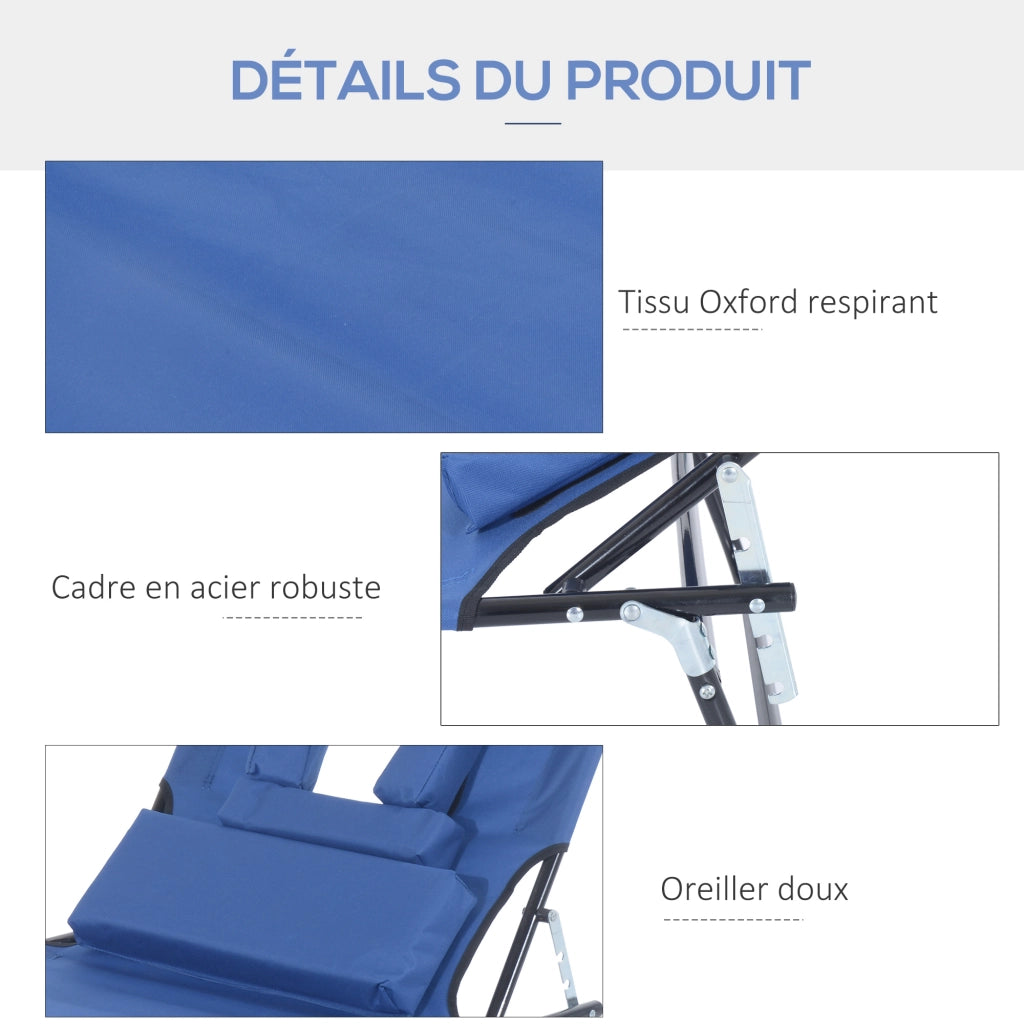 Chaise Longue Pieghevole con 3 Cuscini ¨C zephmum ¨C Blu