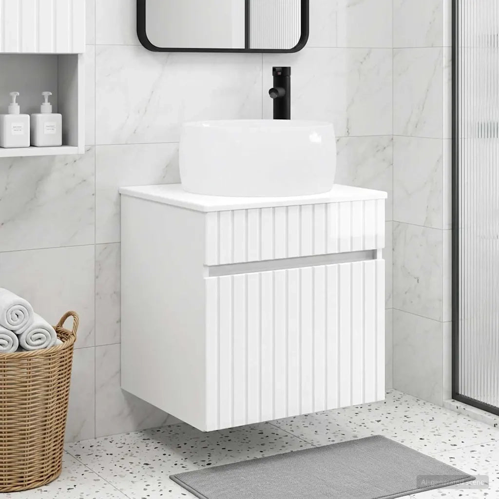 Mobile lavabo da parete Bianco Lucido 49 x 44,5 x 66 cm 890616