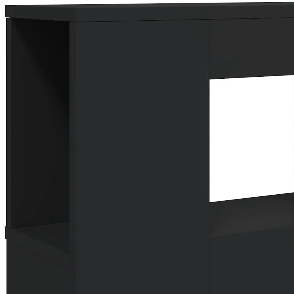 Testiera LED-Testata con LED-Testiera Decorativa Nera 220x18,5x103,5 cm Legno Multistrato