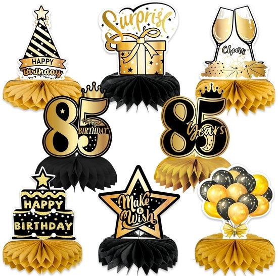 Decorazioni per tavola per il 85° compleanno - centri di tavola a forma di ragnatela d'api - ideali per le feste - 8 pezzi - decorazioni per il compleanno di 85 anni - adatto