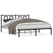 Letto matrimoniale | Letto per adulti | Giroletto con Testiera in Metallo Nero 150x200 cm