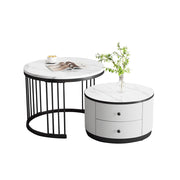 TAVOLINO DA CAFFÈ Set 2 pezzi 60x60x45,5 cm e 50x50x32 cm Bianco MDF