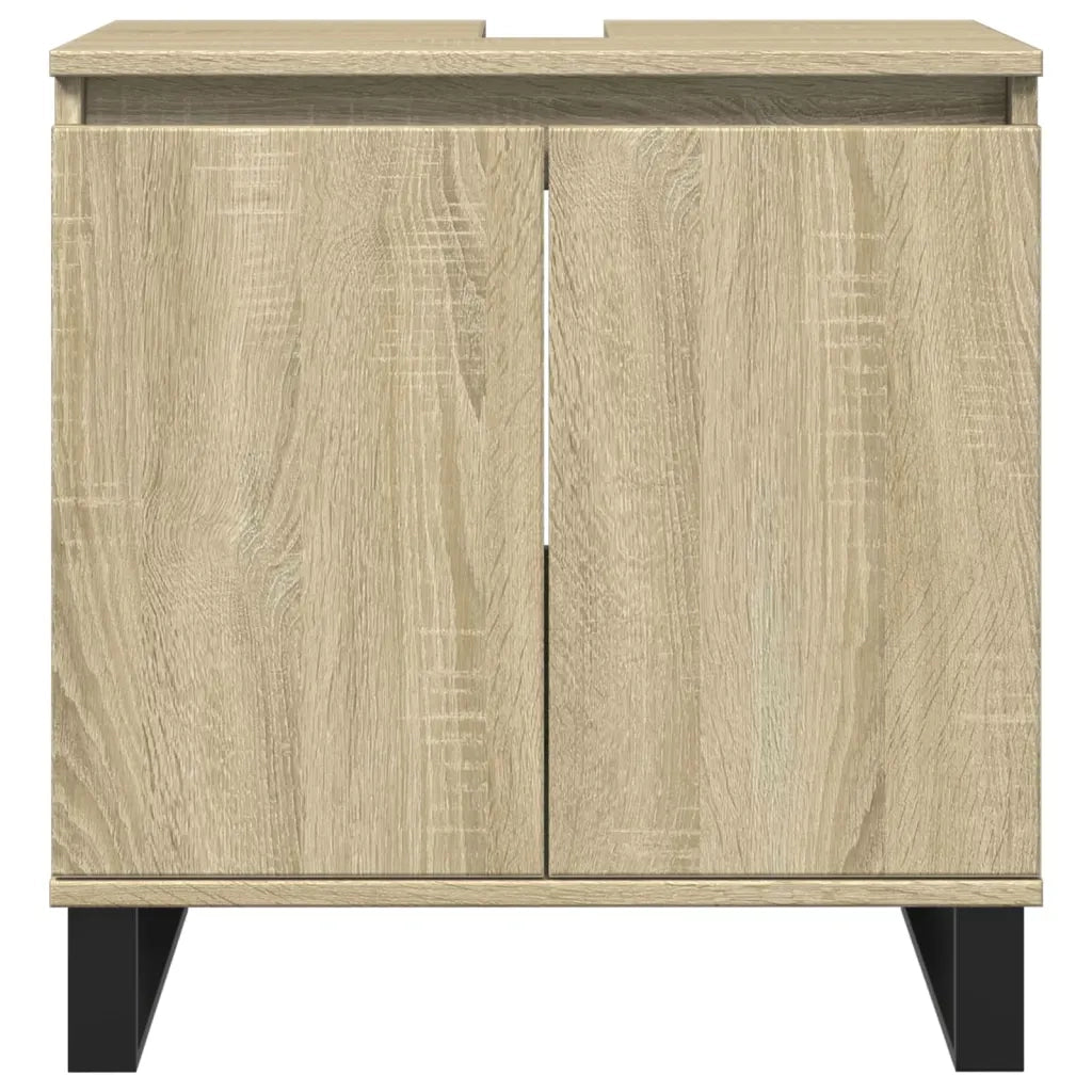 Set Mobili da Bagno 3 pz Rovere Sonoma in Legno Multistrato
