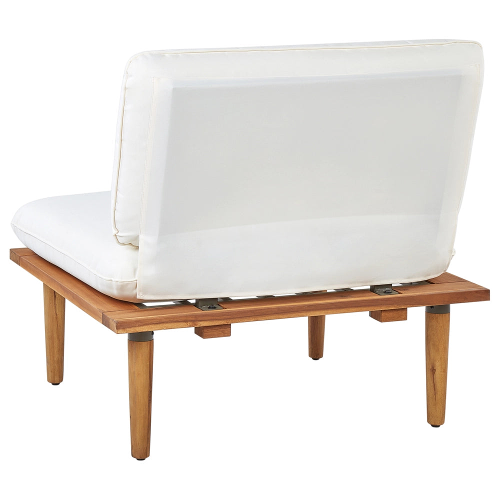 Set Divani Da Giardino Cuscini Bianchi In Legno Massello Di Acacia Set Conversazione Da Esterno Moderno A 2 Posti Poltrone Con Tavolino