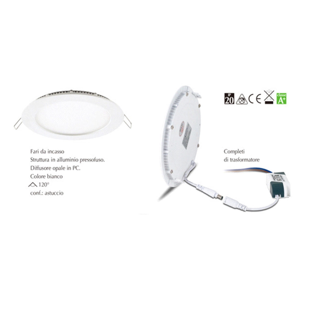 Faretti Incasso Logan Alluminio Bianco Led Integrato 12W 3000K Ip20